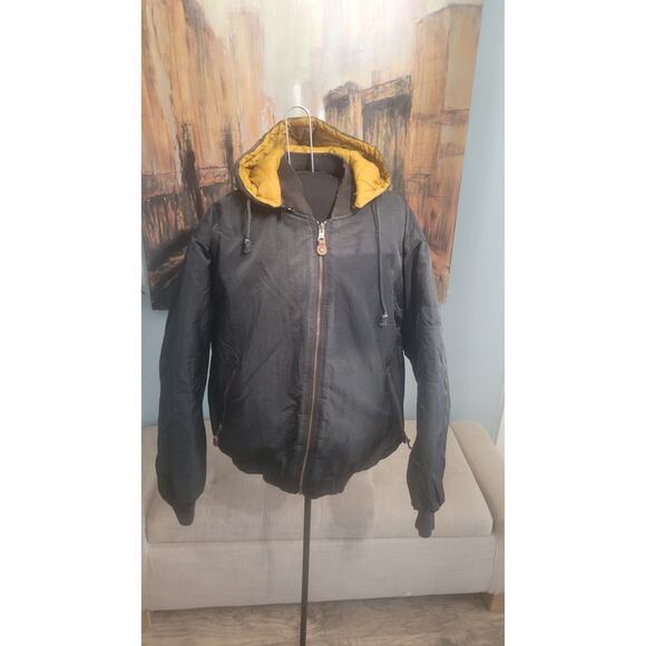 Vintage Aberdeen Reversible Bomber Jacket M Black/Gold Quilted 80s 90s... - Picture 1 of 10